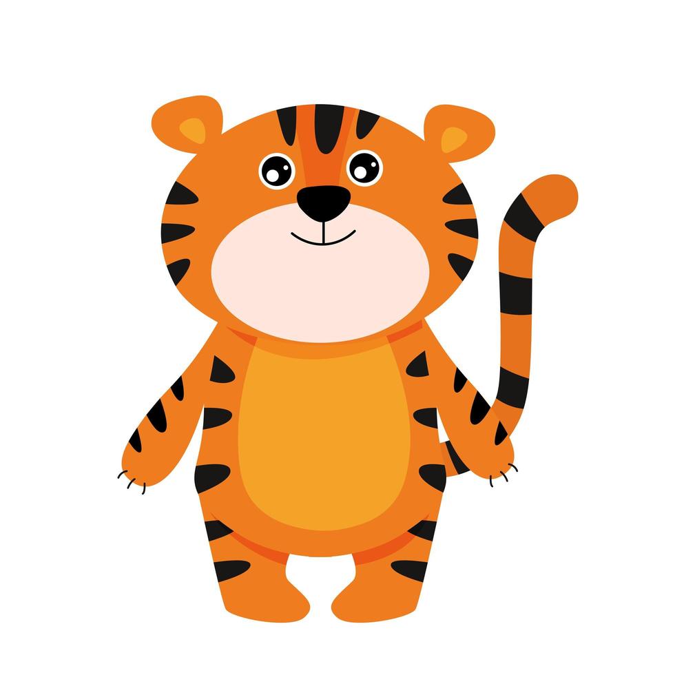 Cute little cartoon tiger. Symbol of New Year 2022 vector