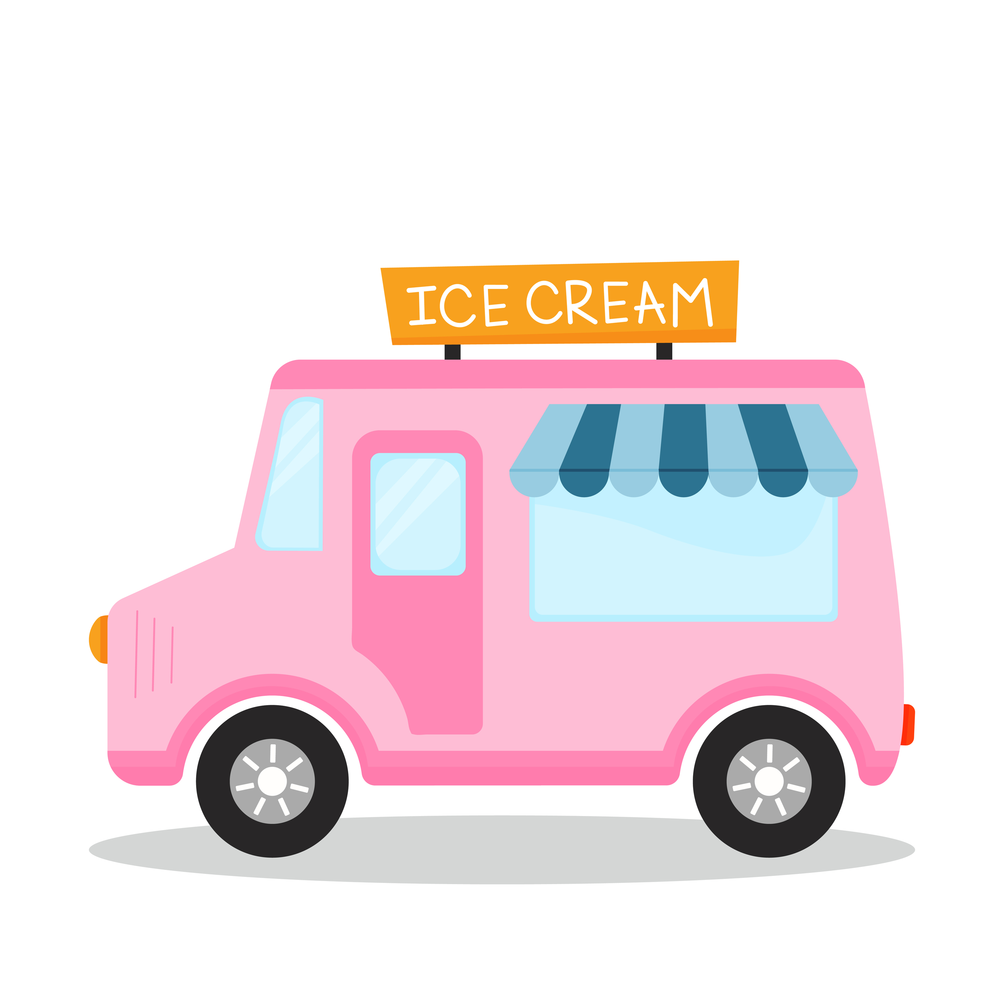 Pink ice cream truck isolated on white background 5505272 Vector Art at