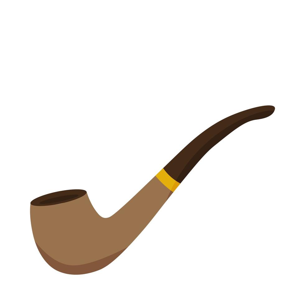 Flat vector design of vintage wooden pipe. Tube for smoking tobacco. Classic accessory for smokers