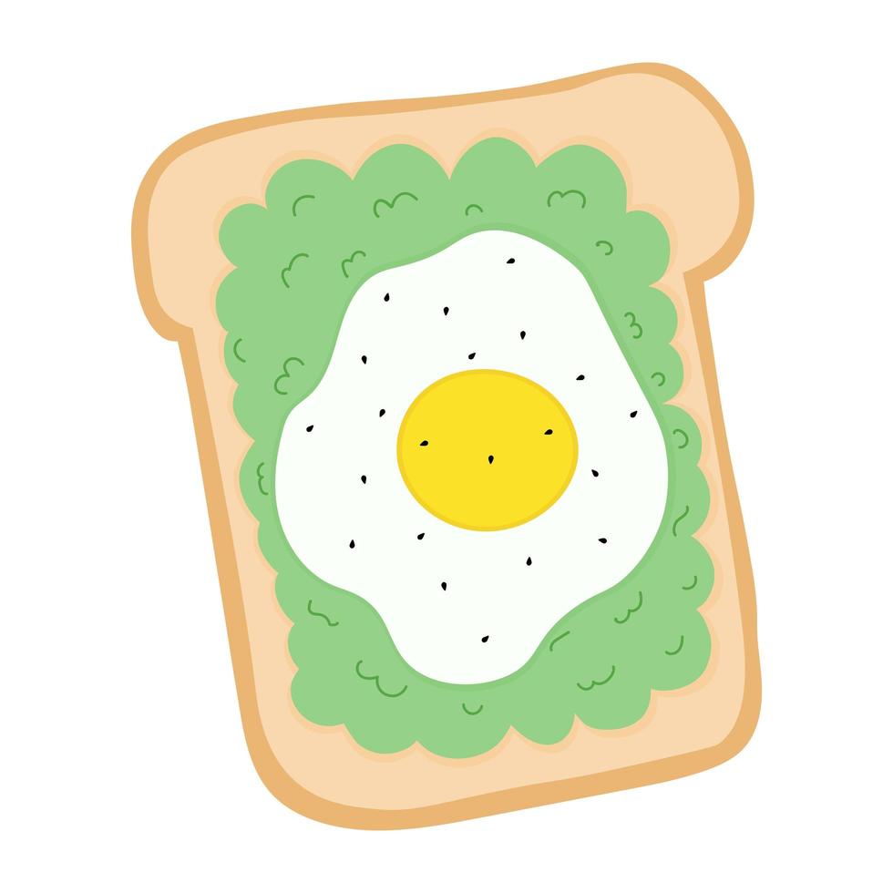 Toast with fried egg and avocado. Illustration on white background vector