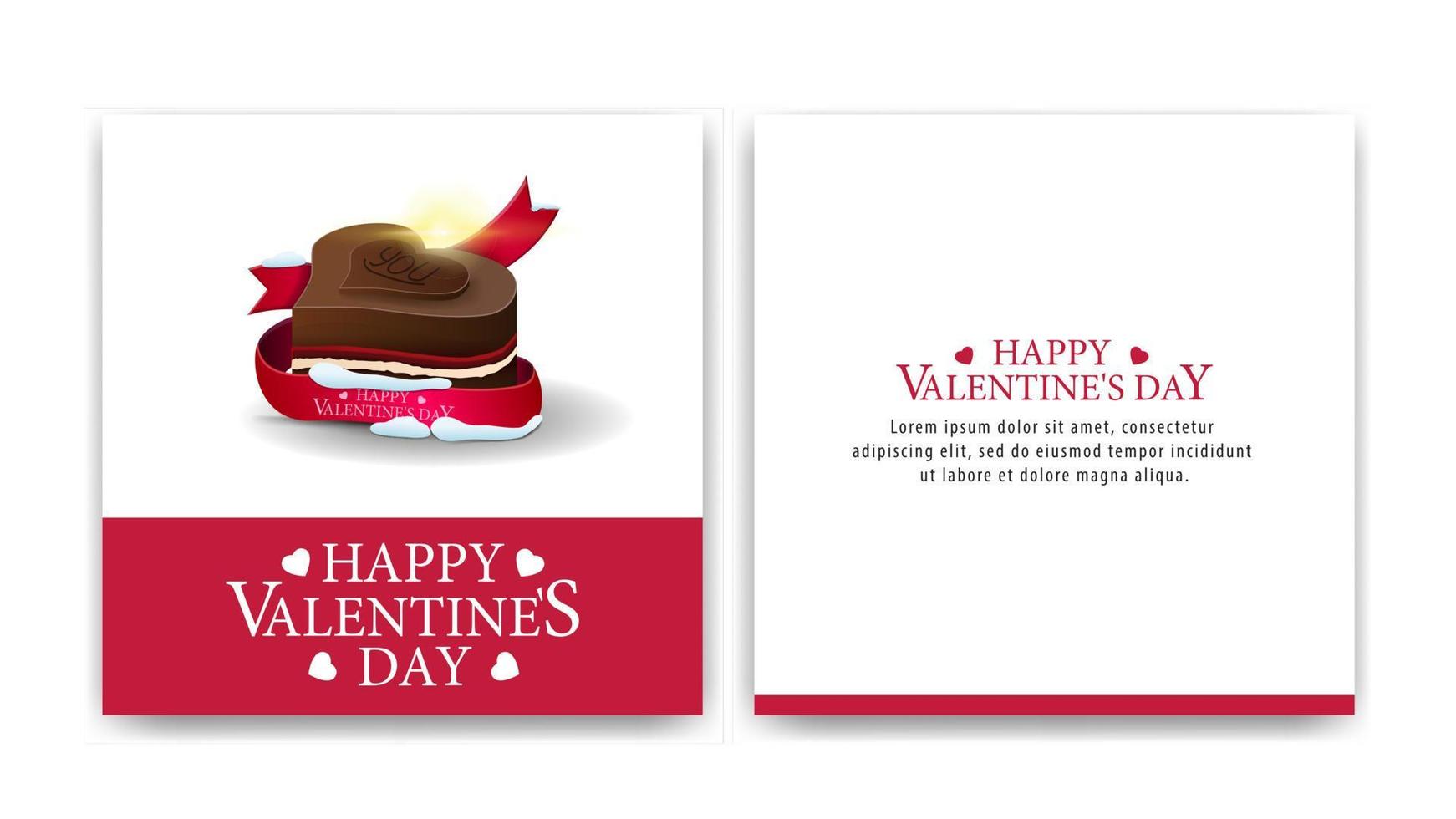 Valentine's day greeting white card with chocolate candy vector
