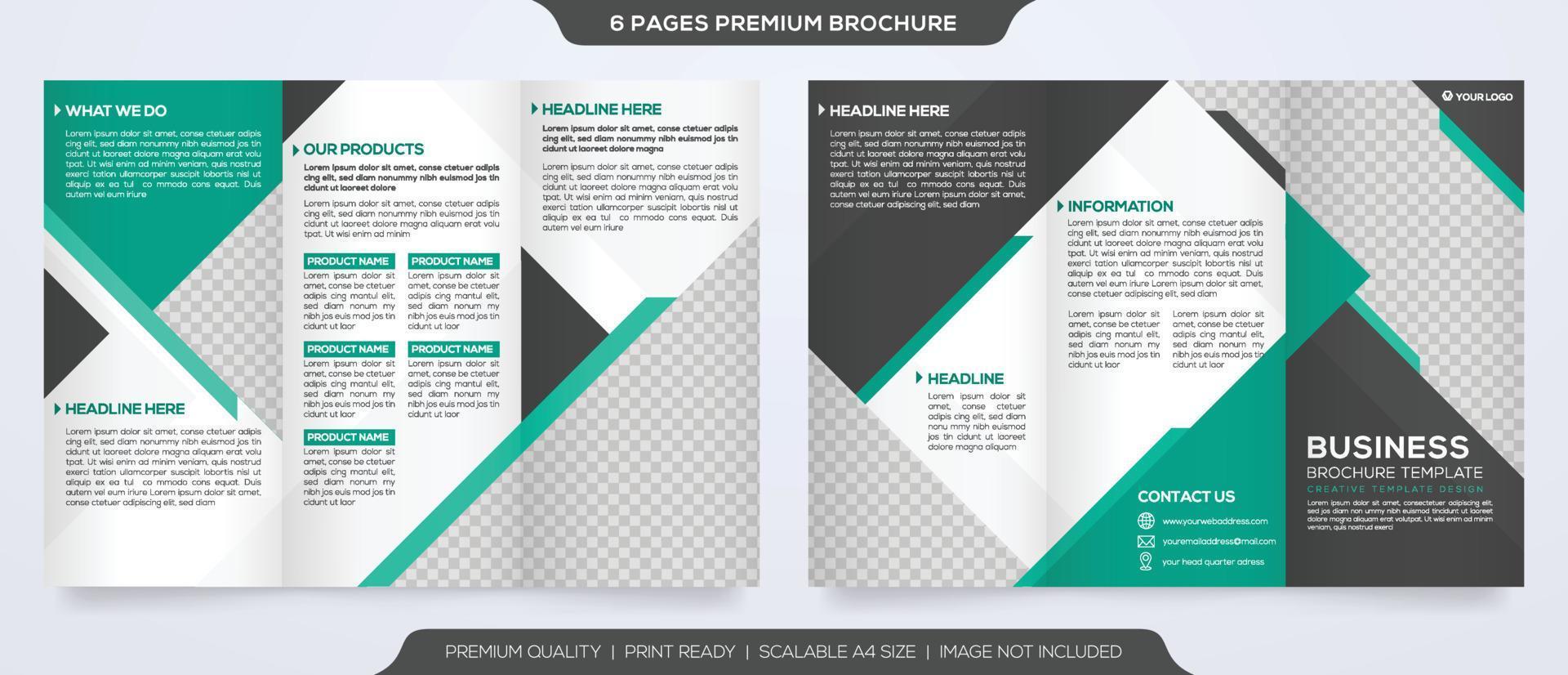 trifold brochure template design with minimalist style and modern concept vector