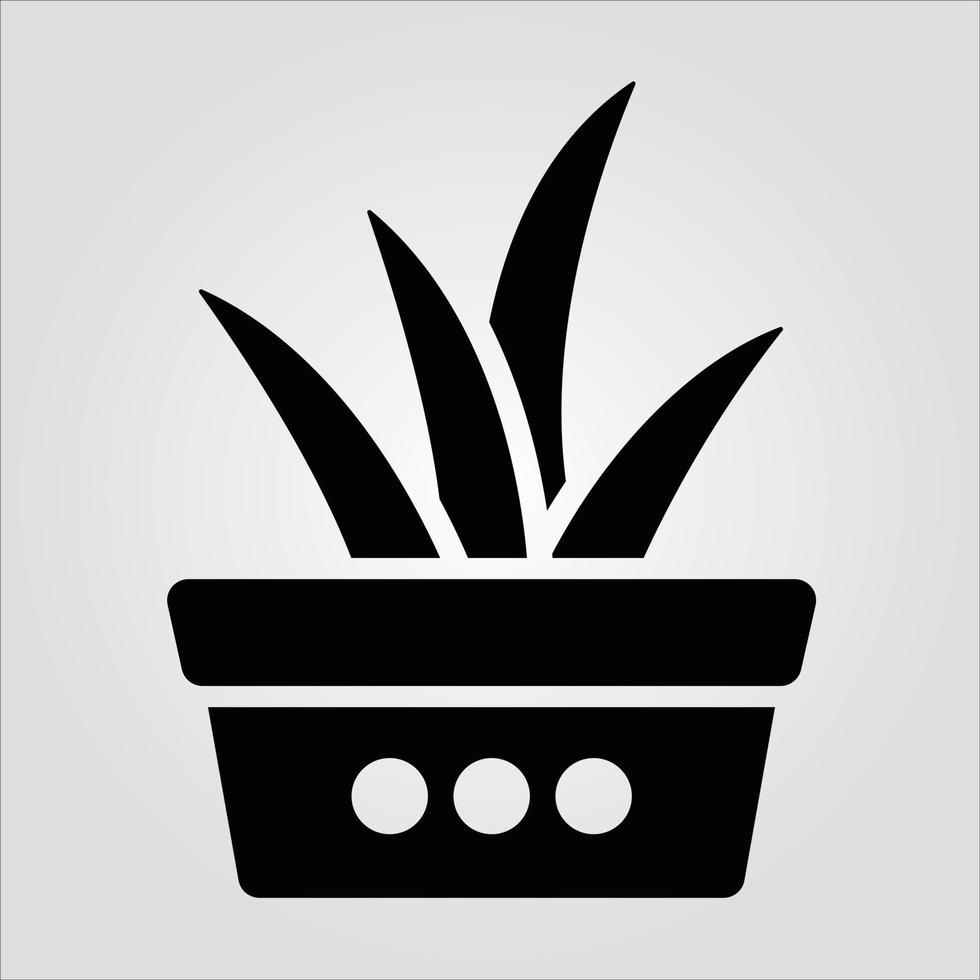 plantas de glifo aisladas en iconos de maceta gráfico vectorial escalable vector