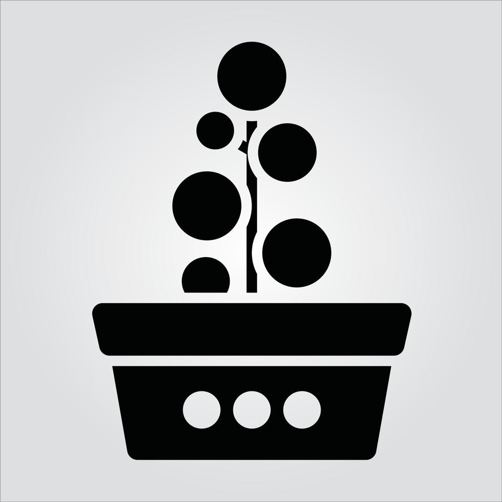 Isolated Glyph Plants in Pot Icons Scalable Vector Graphic