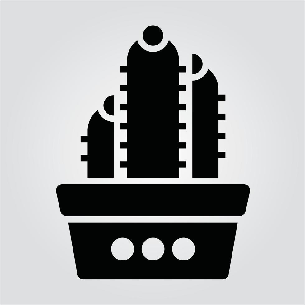Isolated Glyph Plants in Pot Icons Scalable Vector Graphic