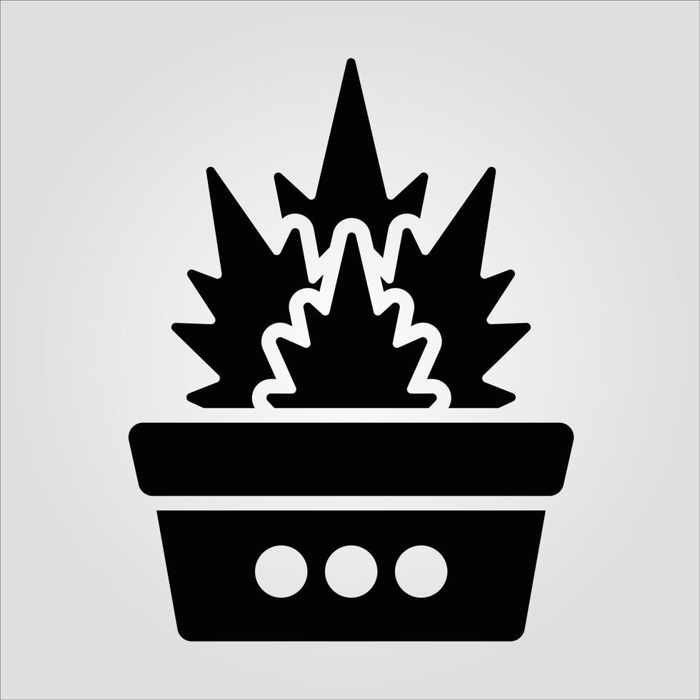 Isolated Glyph Plants in Pot Icons Scalable Vector Graphic