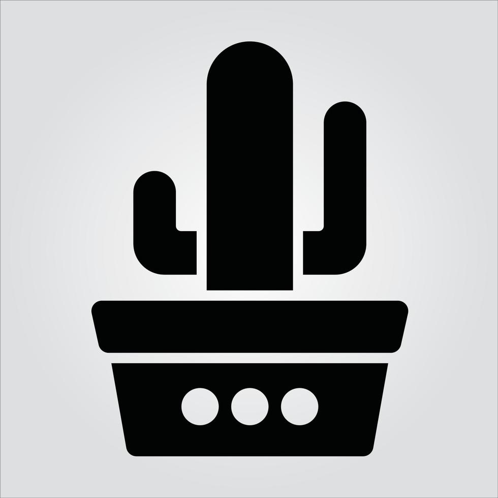 Isolated Glyph Plants in Pot Icons Scalable Vector Graphic