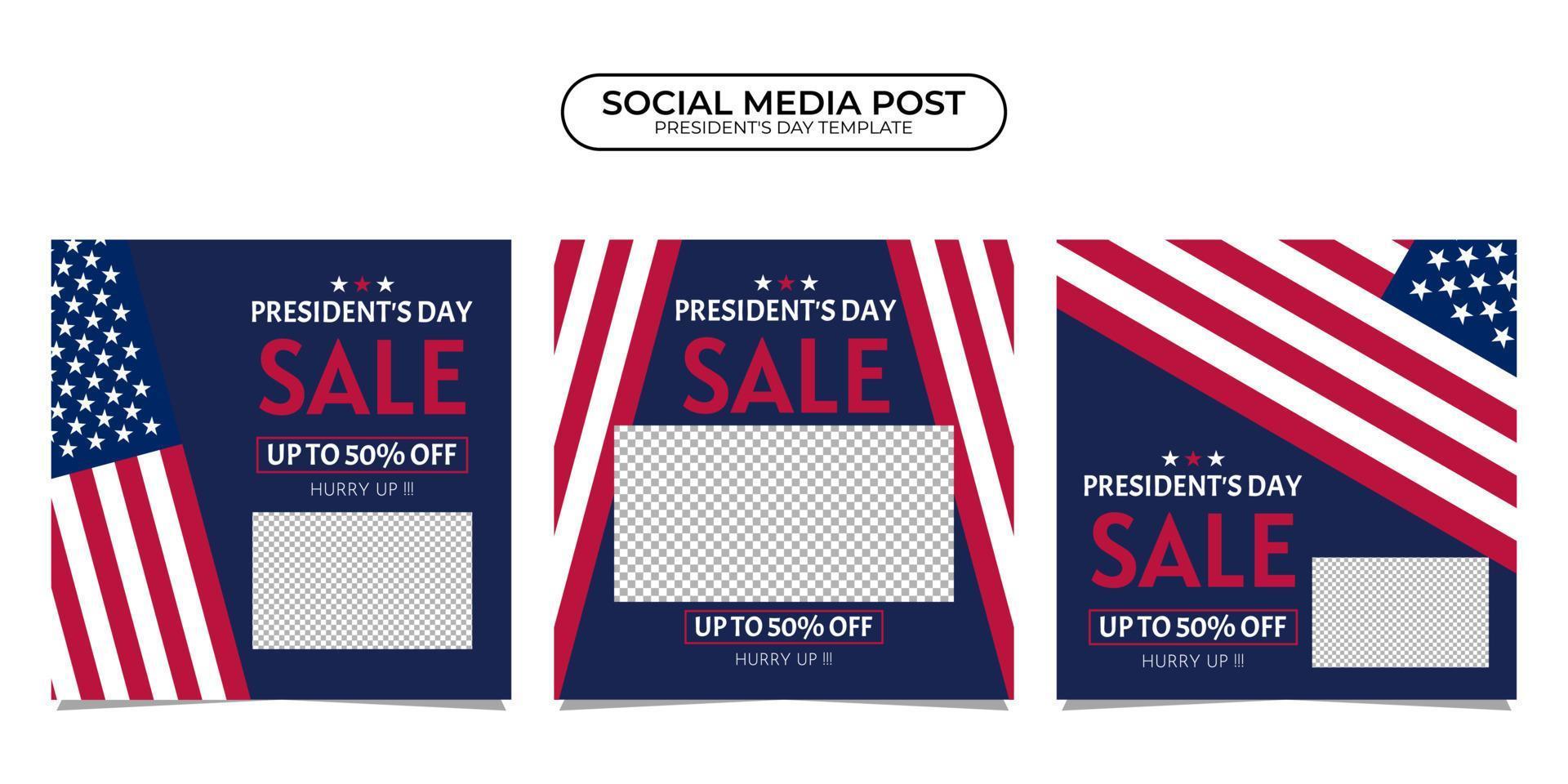 President Day social media post template design. It is suitable for poster, banner, greeting card, etc. vector