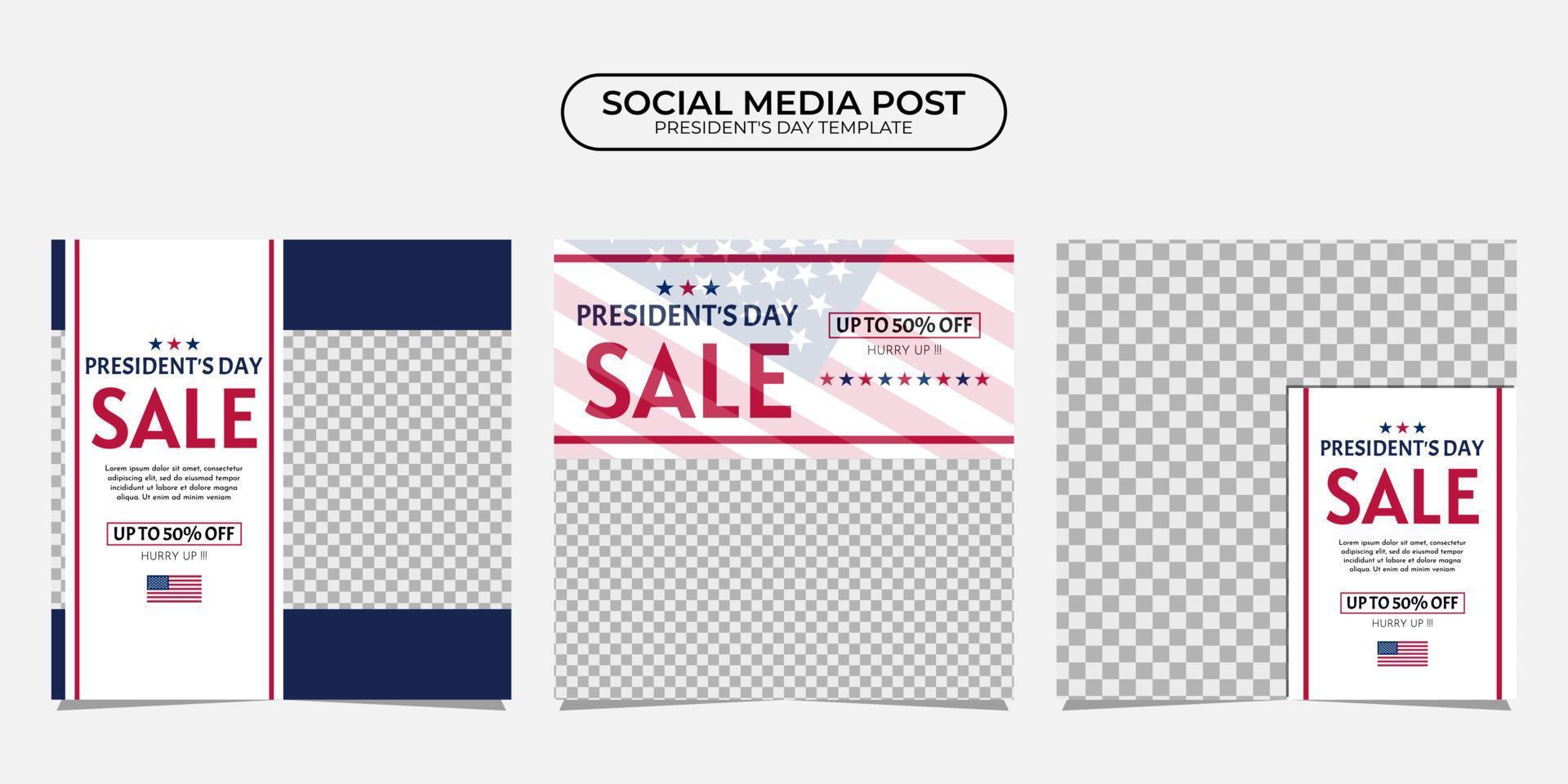 President Day social media post template design. It is suitable for poster, banner, greeting card, etc. vector