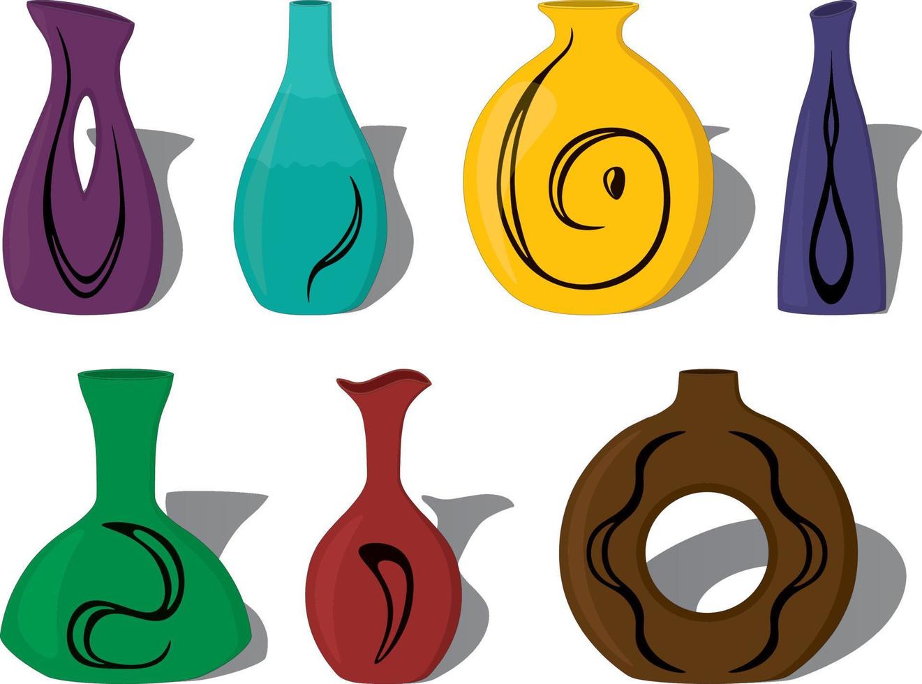 Ceramic vase collection vector illustration