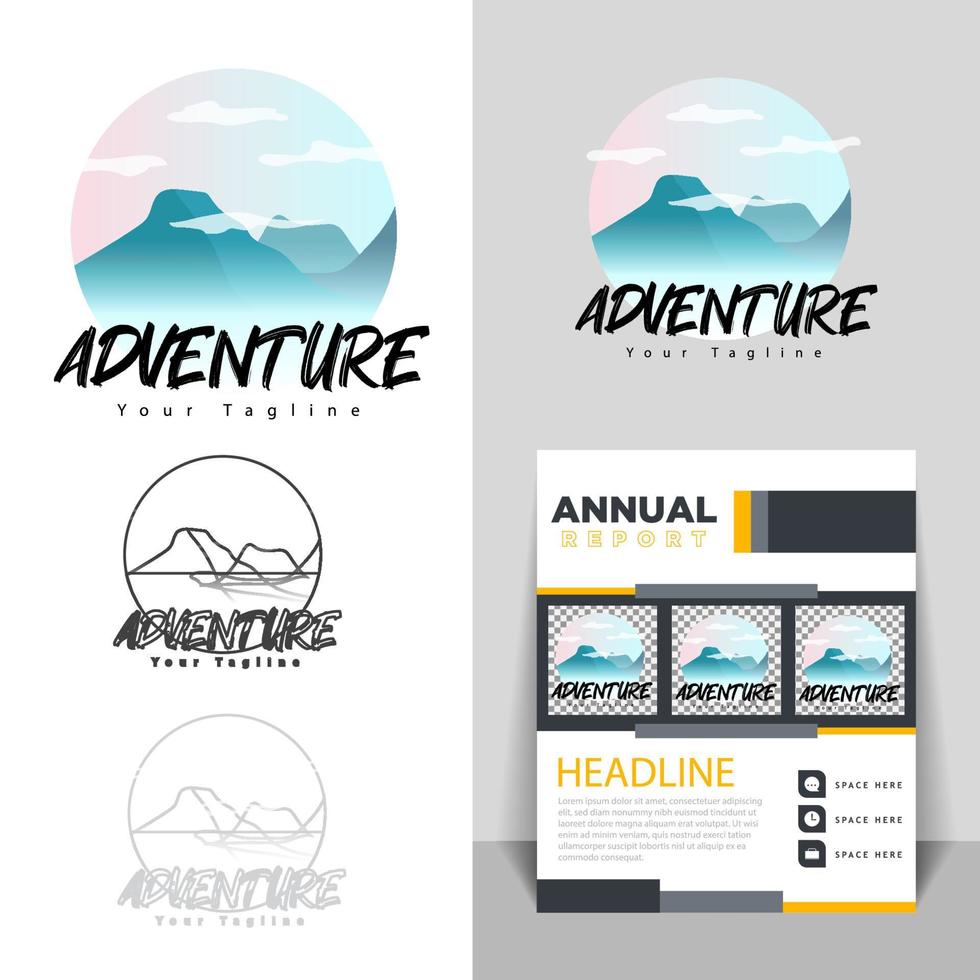 Mountain illustration, outdoor adventure. vector