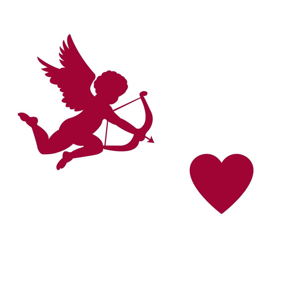 ilustración de un ángel disparando con amor con un corazón objetivo vector