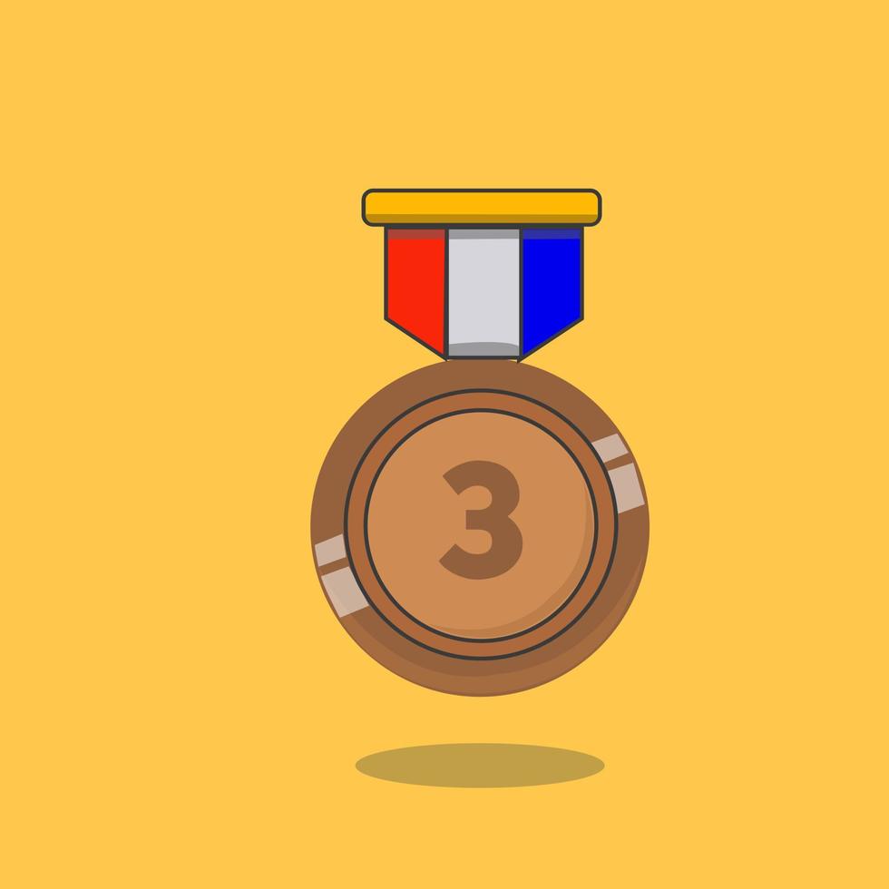 vector of a bronze medal on a yellow background