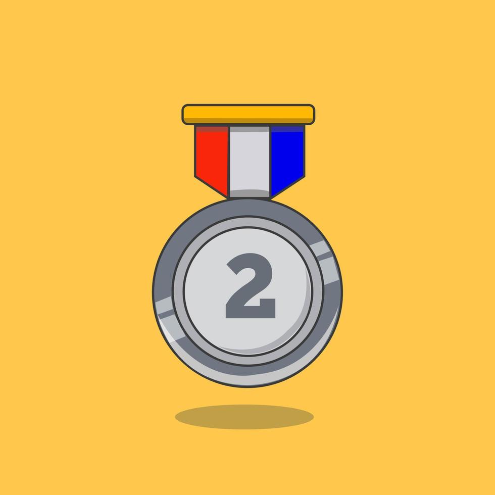 vector of a silver medal on a yellow background