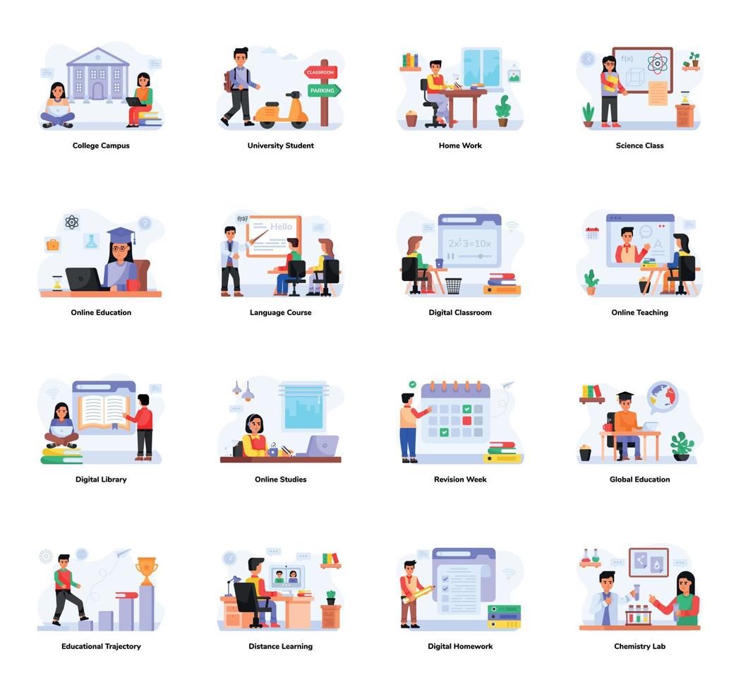 Flat Concept Icons of Education and Learning vector