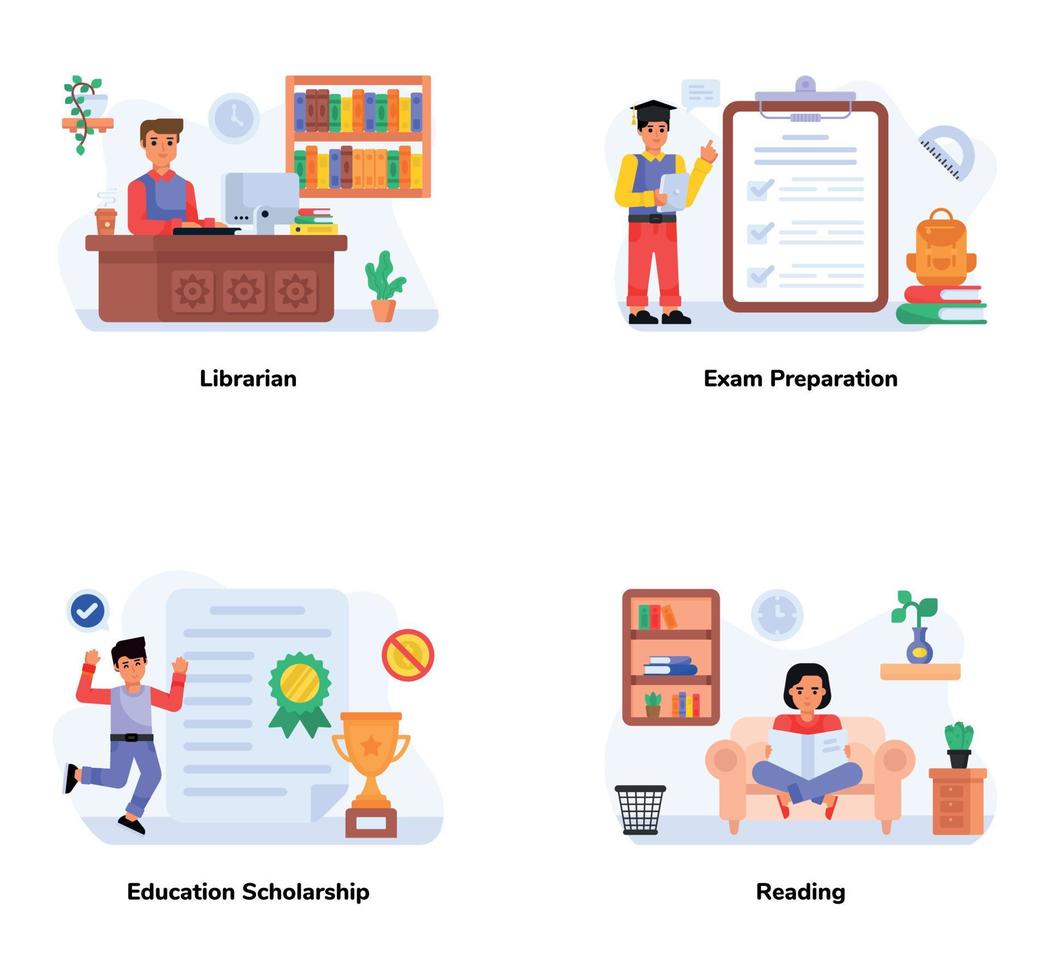 Set of College Education Flat Icons vector