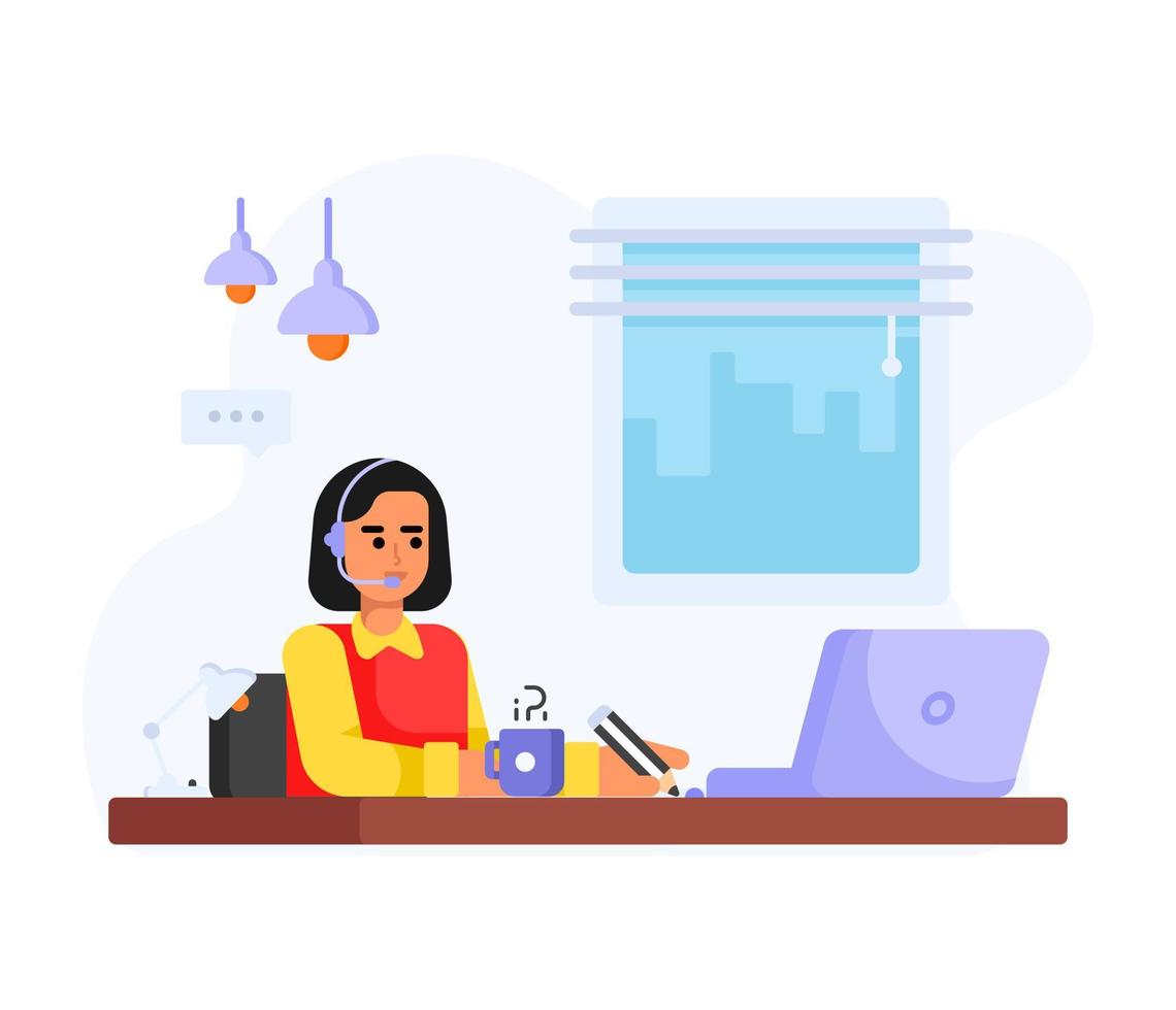 A student doing work, flat icon design vector