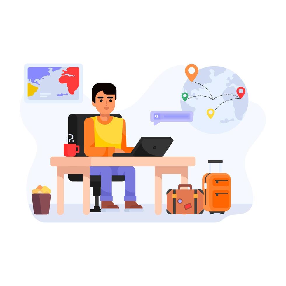 Travel agent flat illustration is up for premium use vector