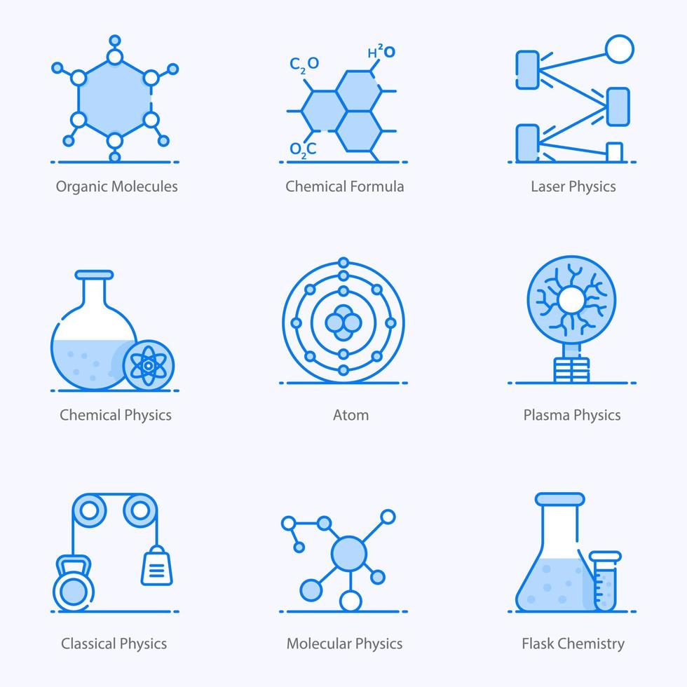 Molecular Physics Flat Icons Pack vector