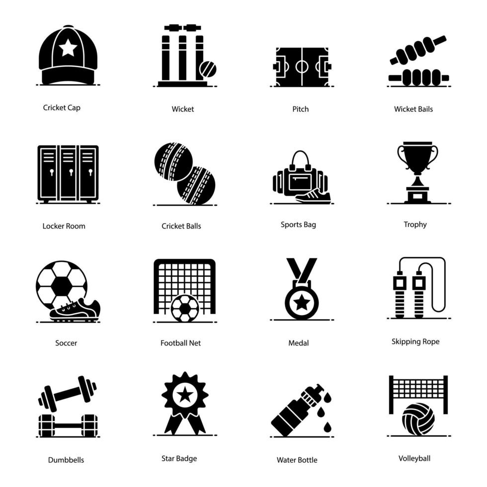 Pack Of Sports Flat Icons vector