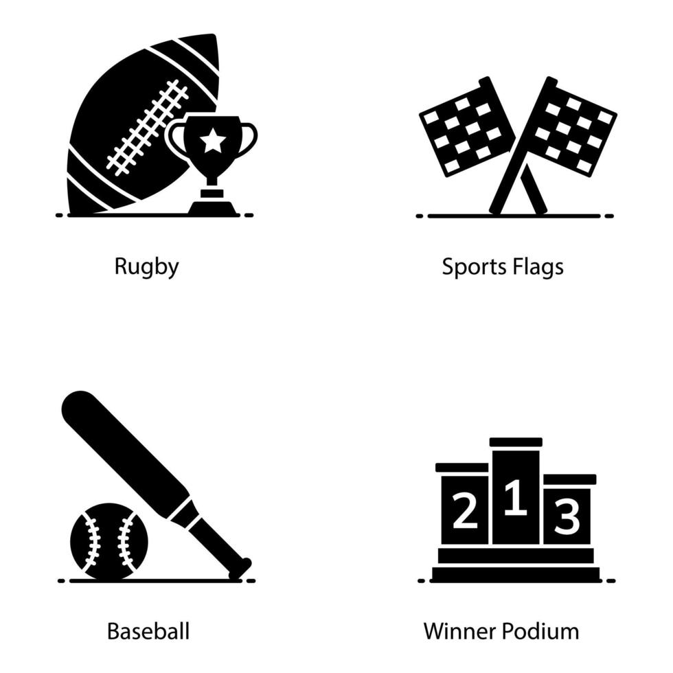 paquete de iconos planos de deportes y juegos vector