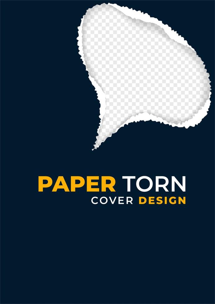 Vector illustration of dark blue torn paper cover design with chat bubble isolated on transparent background