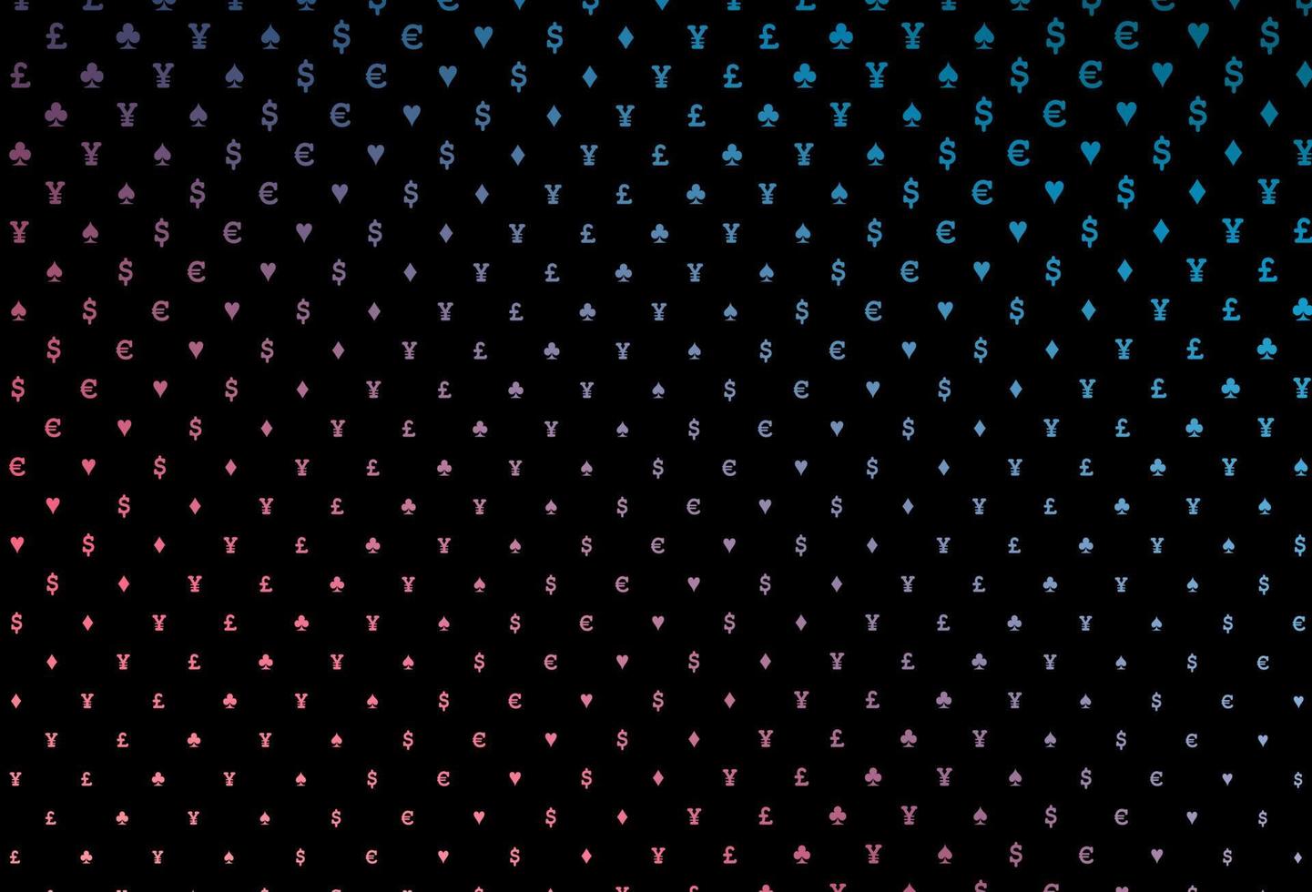 Fondo de vector azul oscuro, rojo con signos de tarjetas.