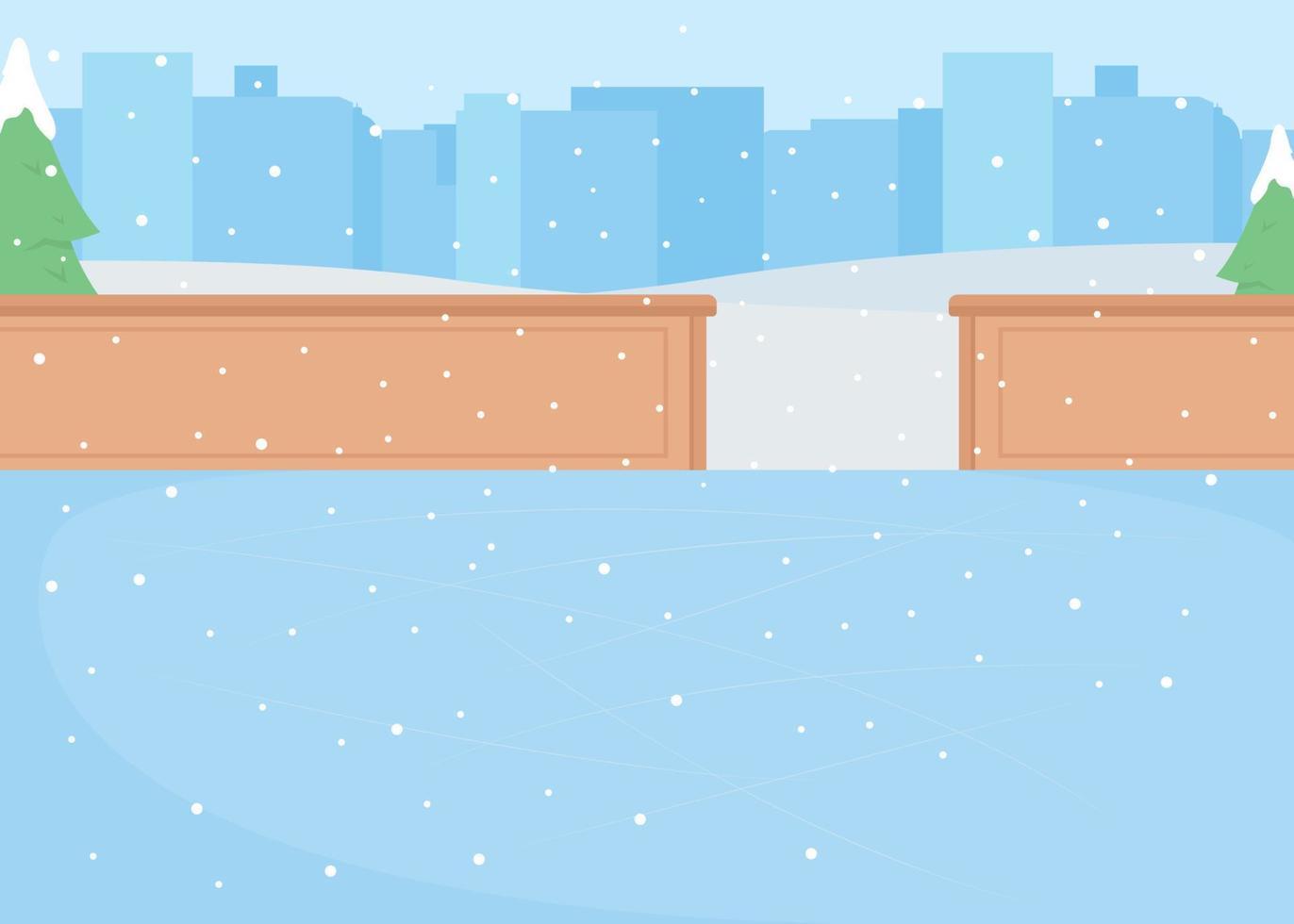Empty ice rink flat color vector illustration