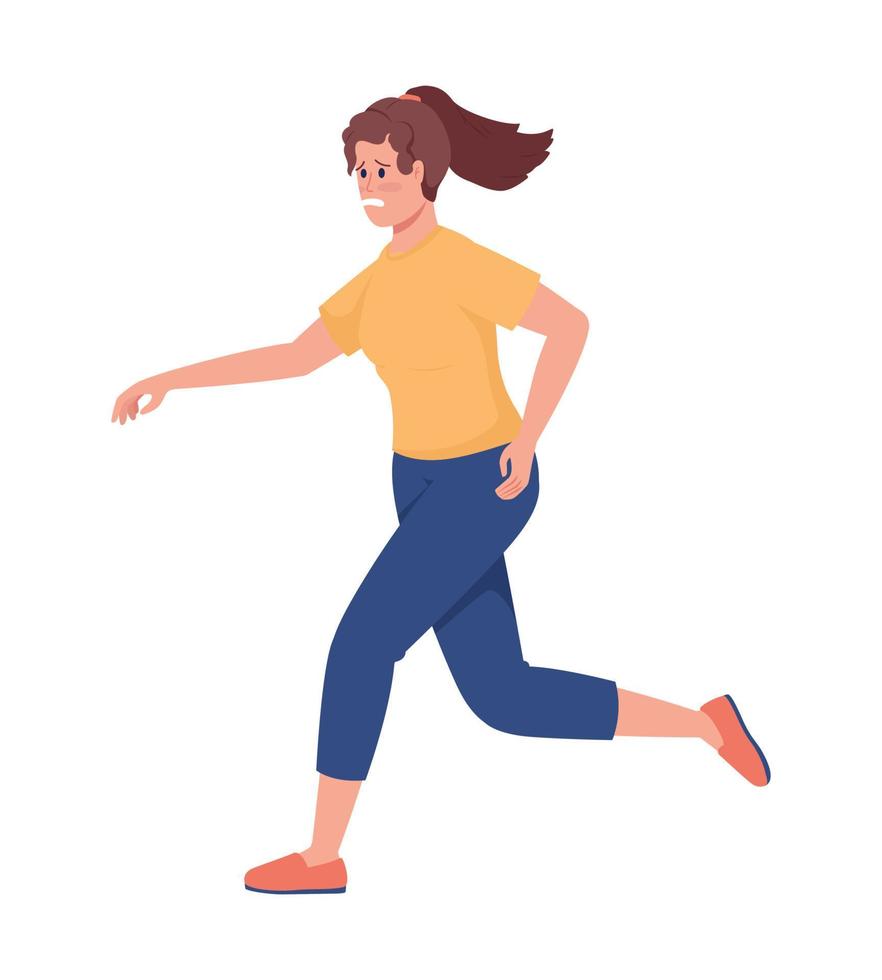 Worried girl semi flat color vector character