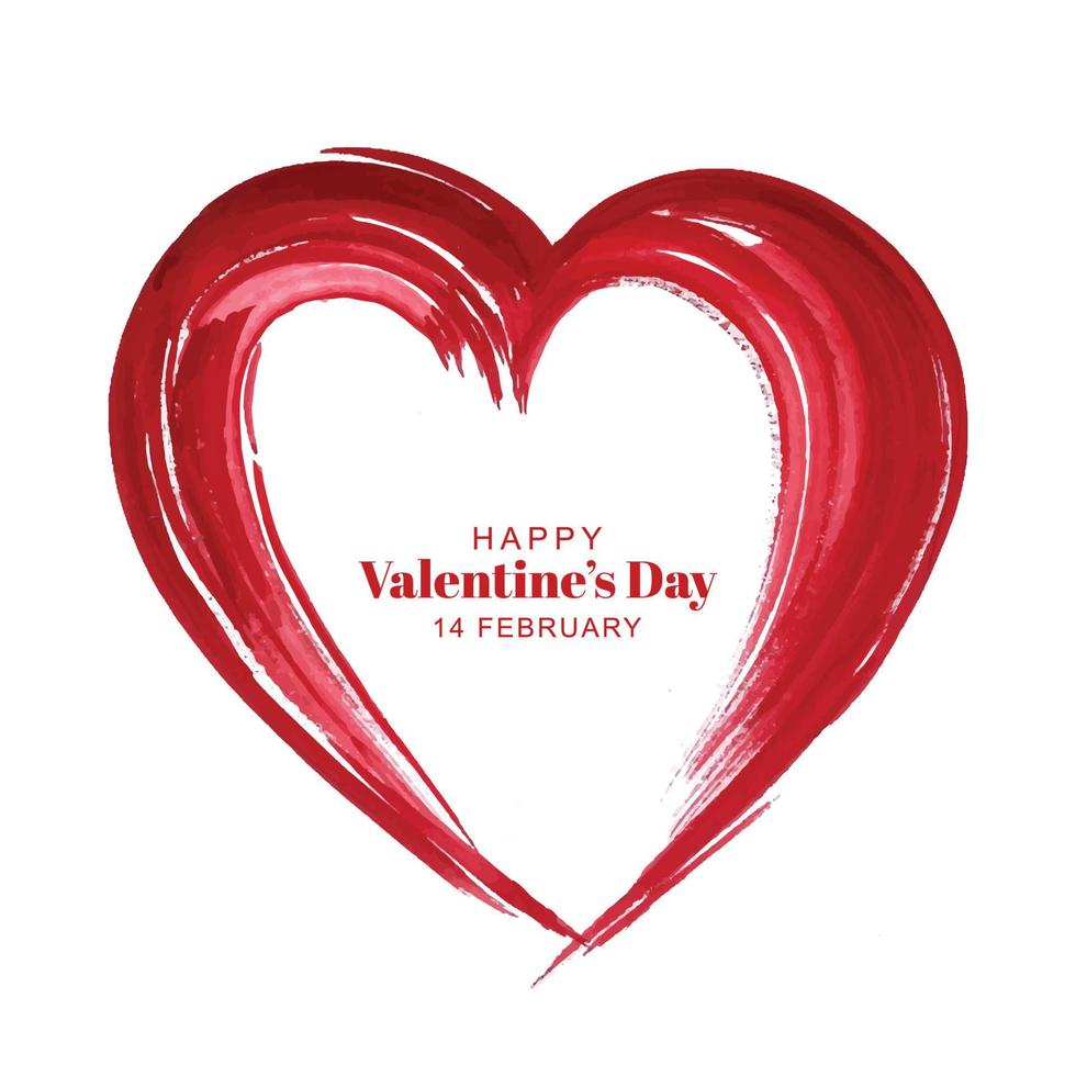 Hand draw brush heart shape valentines day card design vector