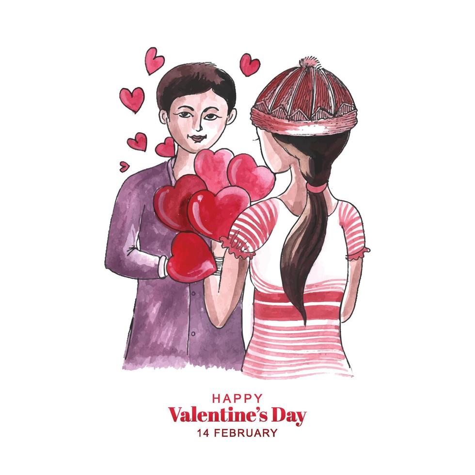 Beautiful cute little kids for harts valentines day card background vector