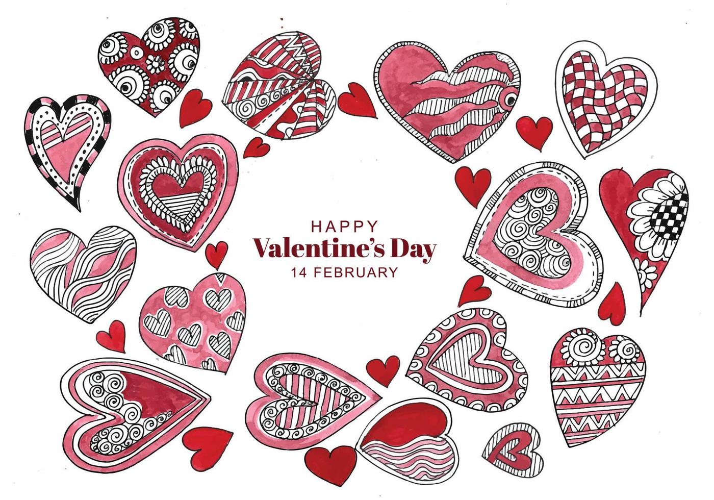 hermosos corazones decorativos forman el fondo de la tarjeta del día de san valentín vector