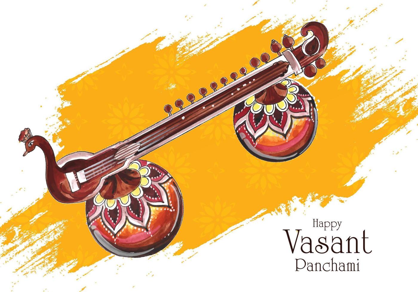 fondo de tarjeta de festival de panchami vasant dibujado a mano vector