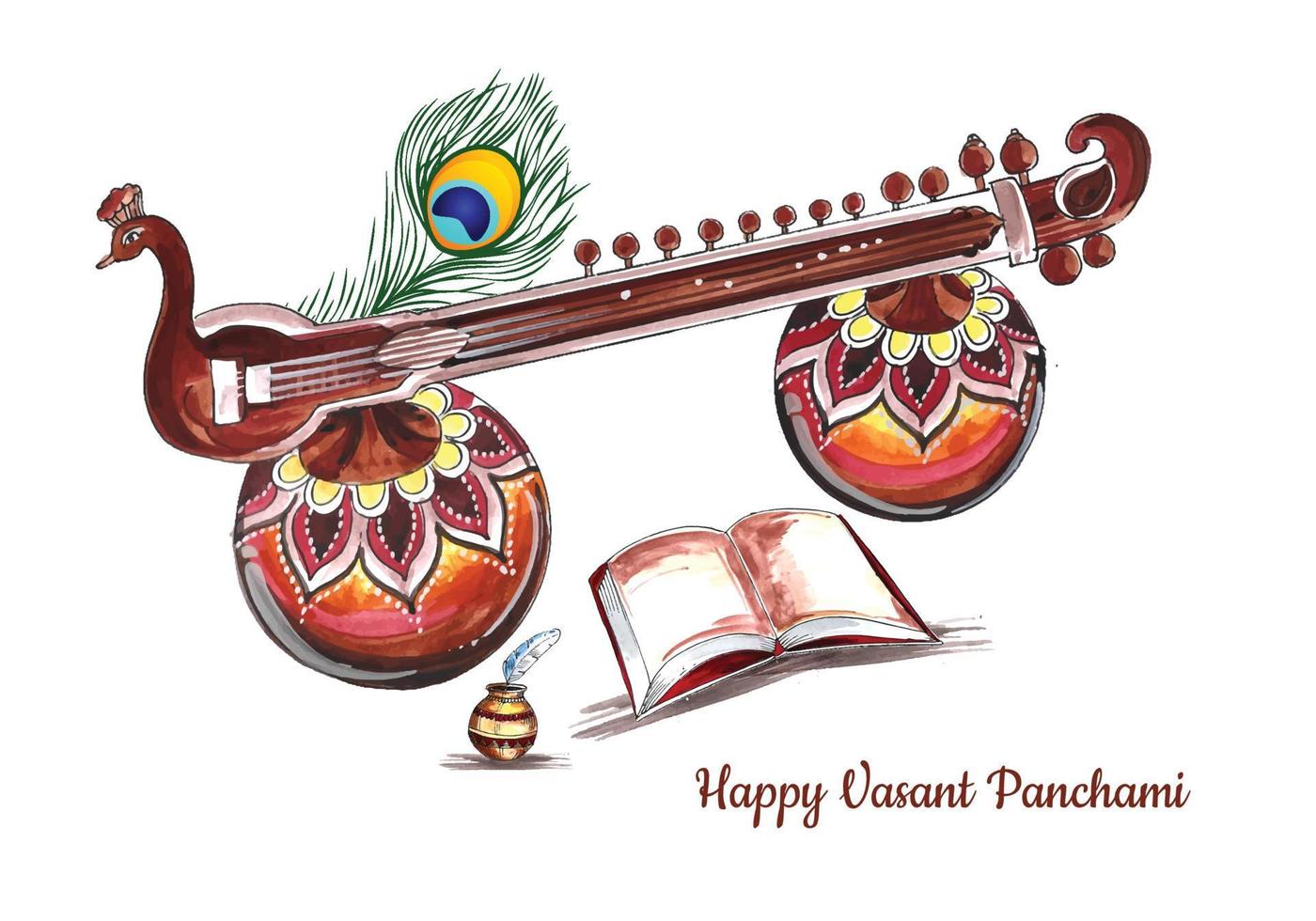 Hand drawn vasant panchami festival card background vector