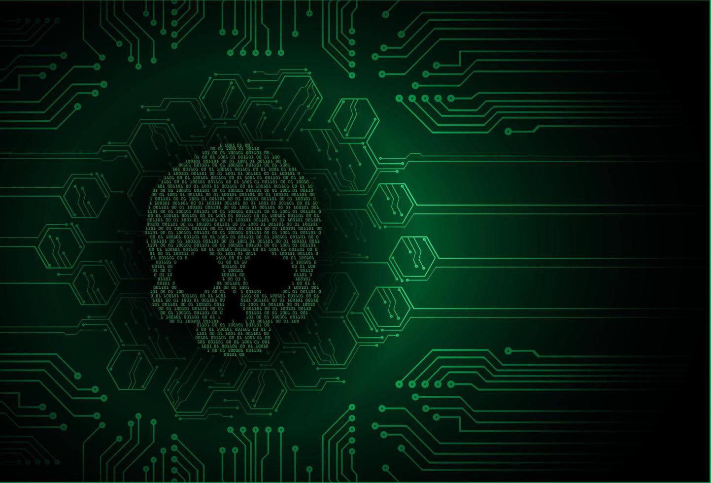 cyber hacker attack background, skull vector