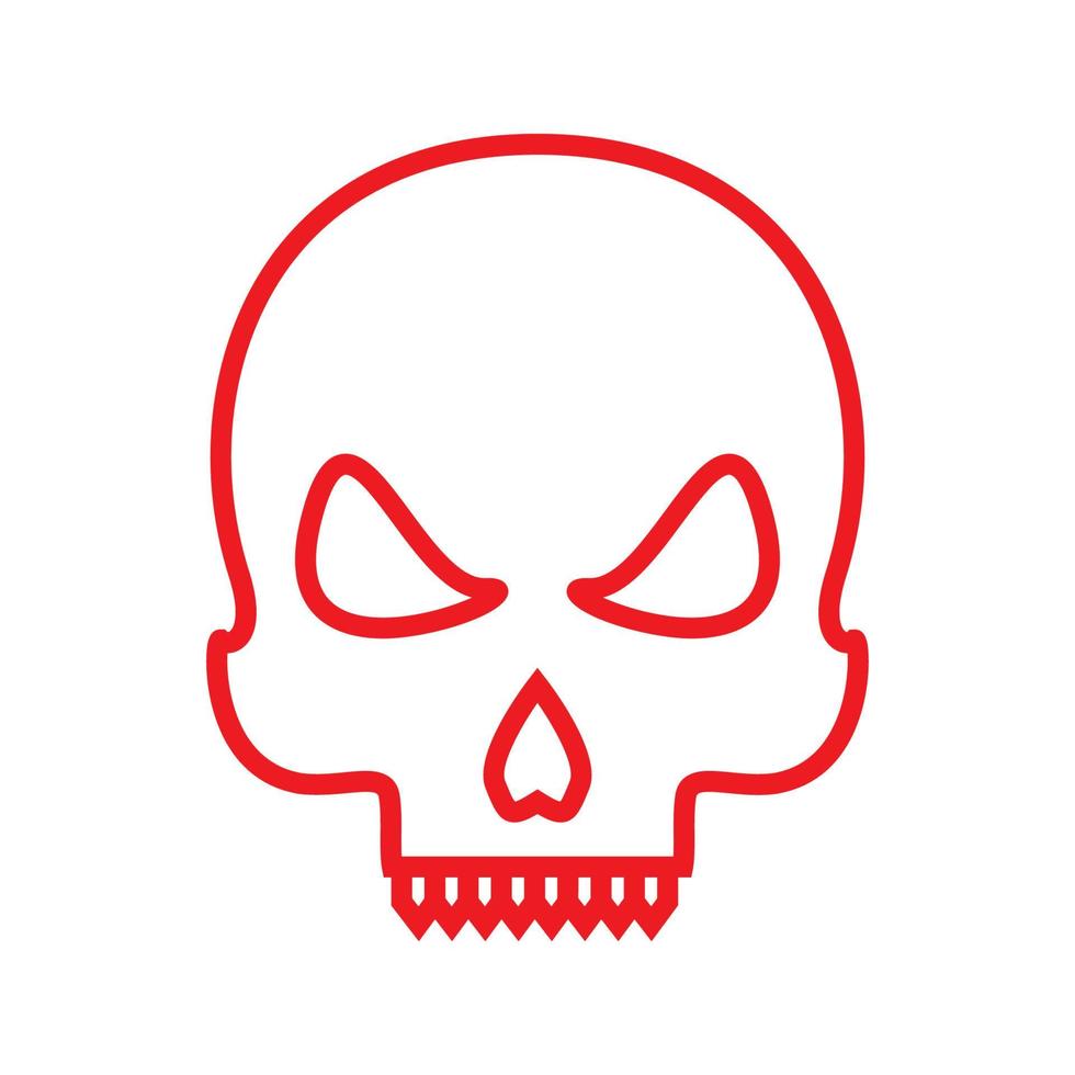 simple line skull head red modern logo vector icon design illustration