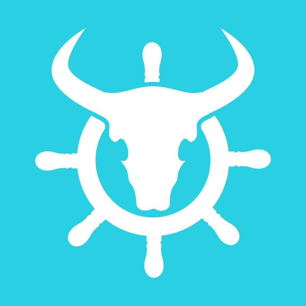 skull with boat steering wheel logo design vector graphic symbol icon sign illustration creative idea
