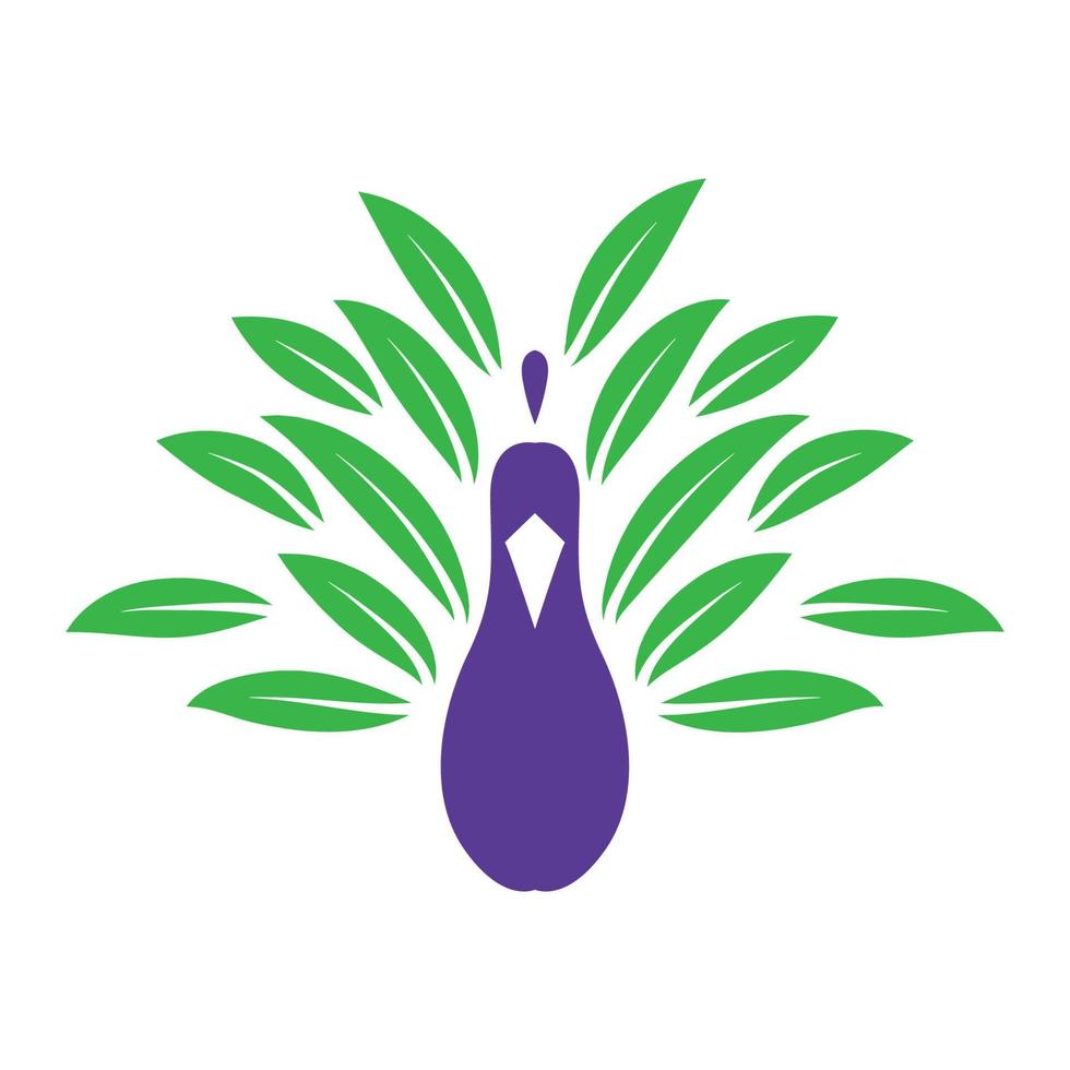 peacock with egg plant logo symbol icon vector graphic design illustration idea creative