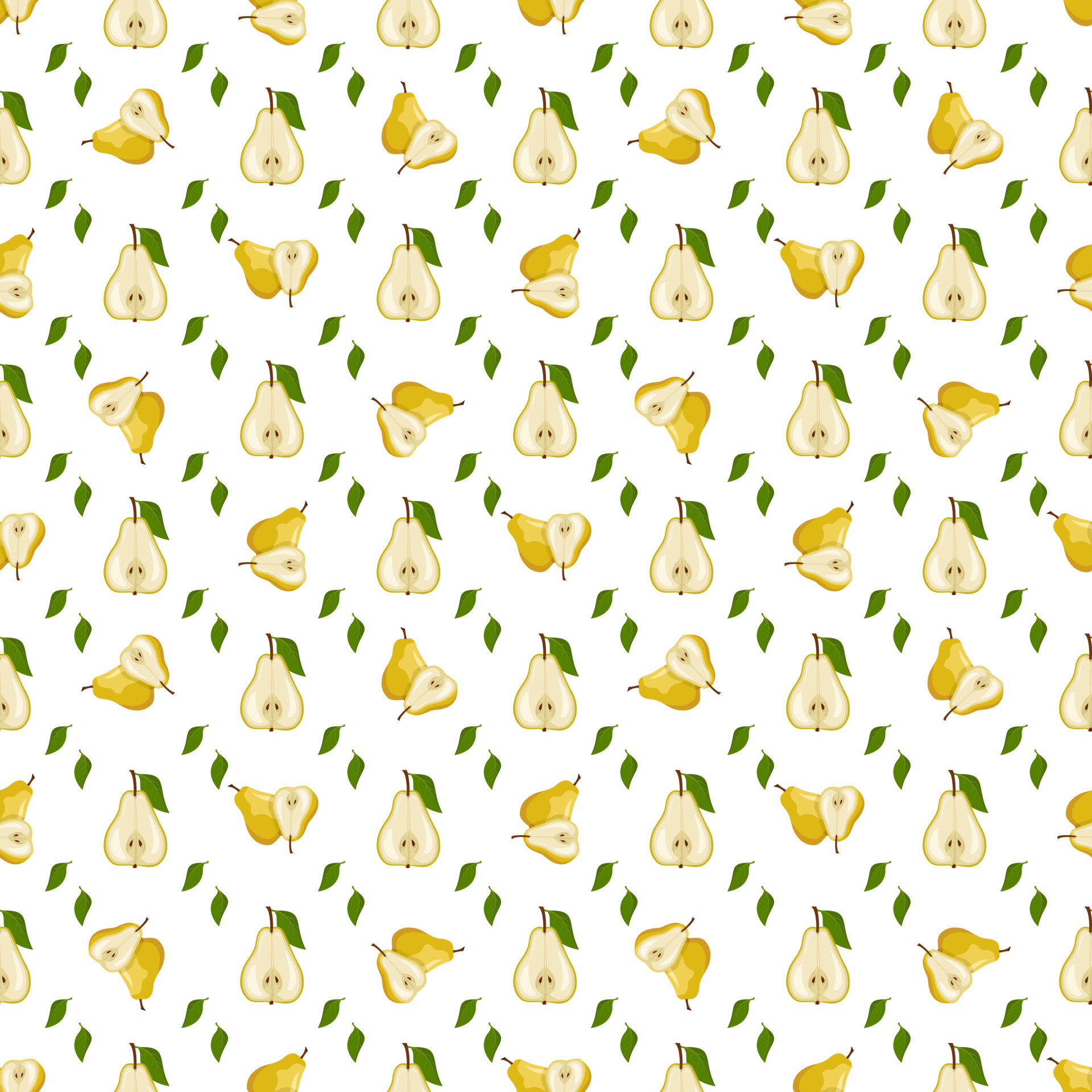 Seamless pattern with yellow pear. Print from whole and half healthy fruits. Background from sweet food for diet. Vector flat illustration 5510836 Vector Art at Vecteezy Seamless pattern with yellow pear. Print from whole and half healthy fruits. Background from sweet food for diet. Vector flat illustration 5510836 Vector Art at Vecteezy