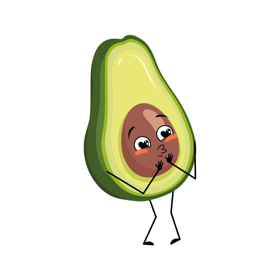 Avocado character with love emotions, smile face, arms and legs. Person ...