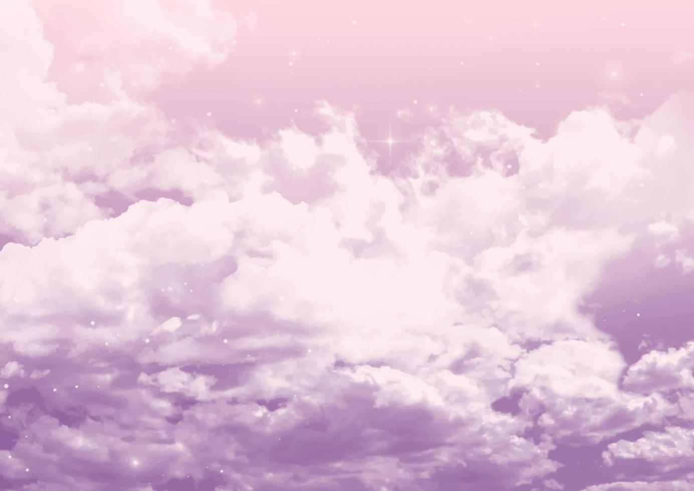 Sugar cotton candy pink clouds background vector