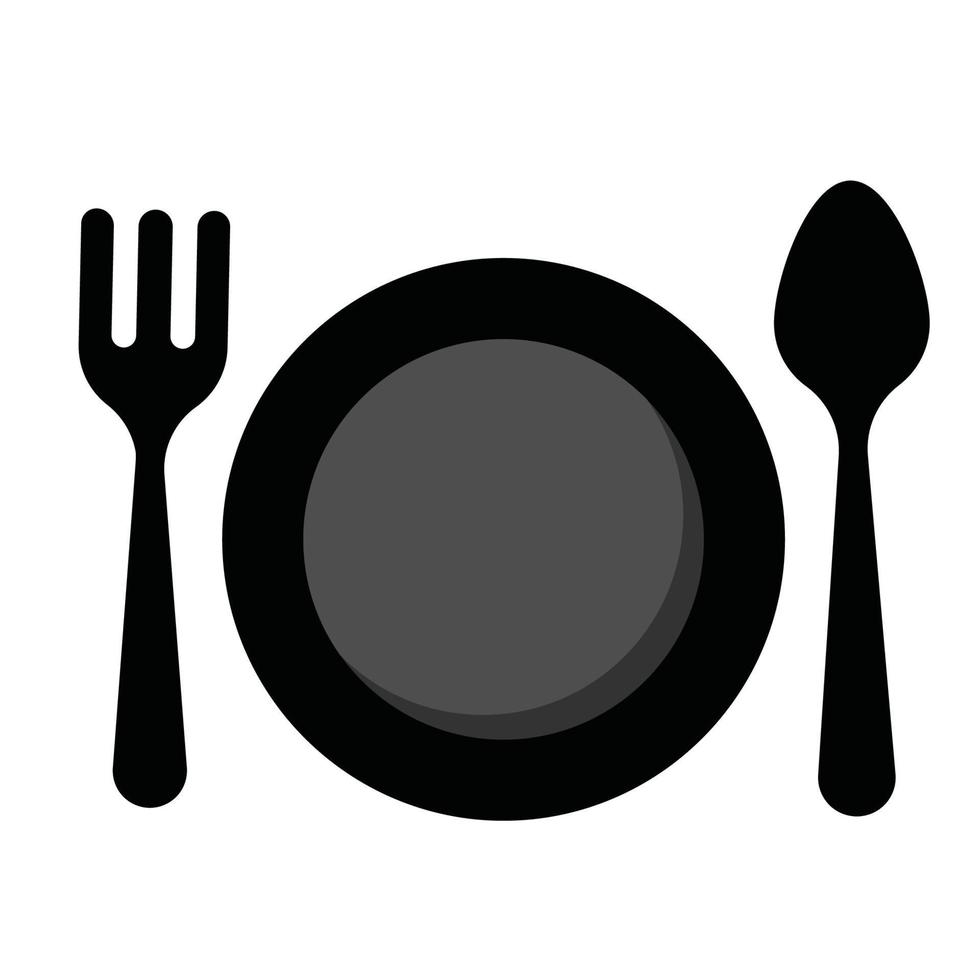 icono de tenedor de cuchara de disco de comida vector
