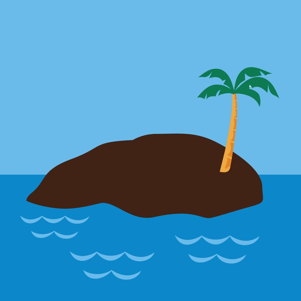 small island with coconut tree illustration vector design