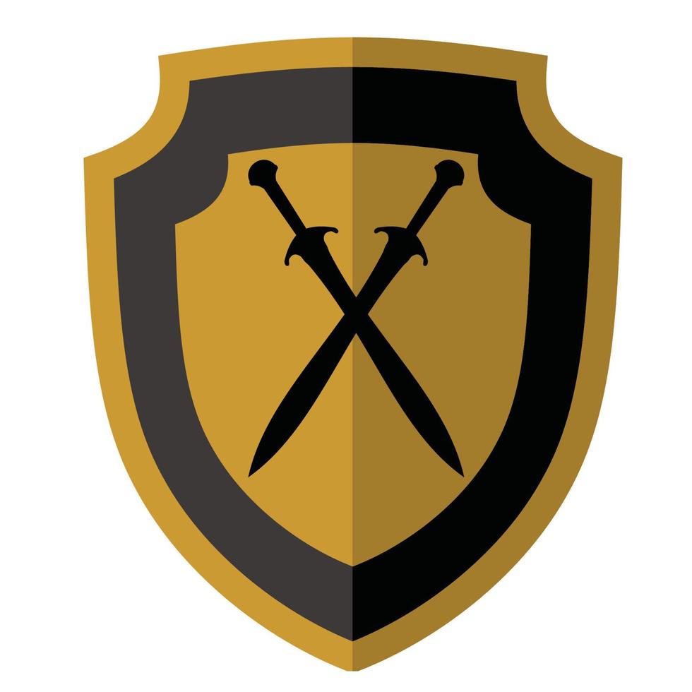 golden shield emblem vector