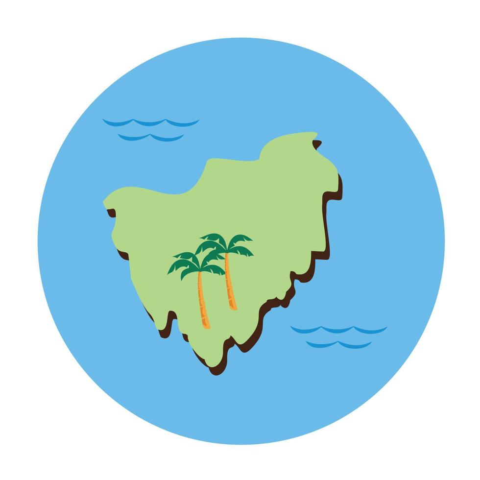 isla pequeña con diseño de vector de ilustración de árbol de coco