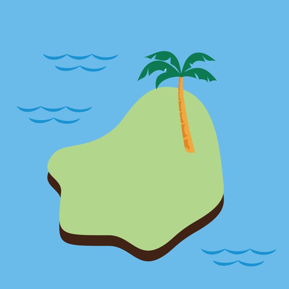 isla pequeña con diseño de vector de ilustración de árbol de coco
