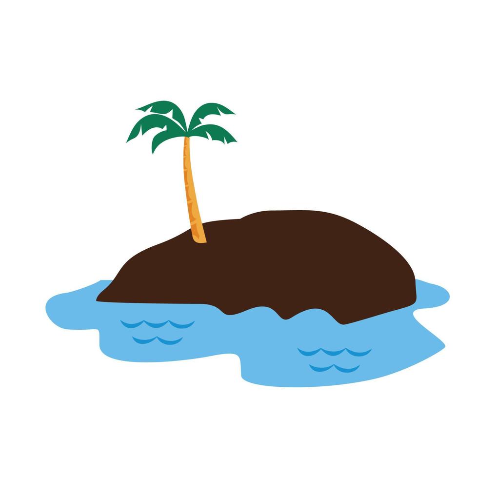 isla pequeña con diseño de vector de ilustración de árbol de coco