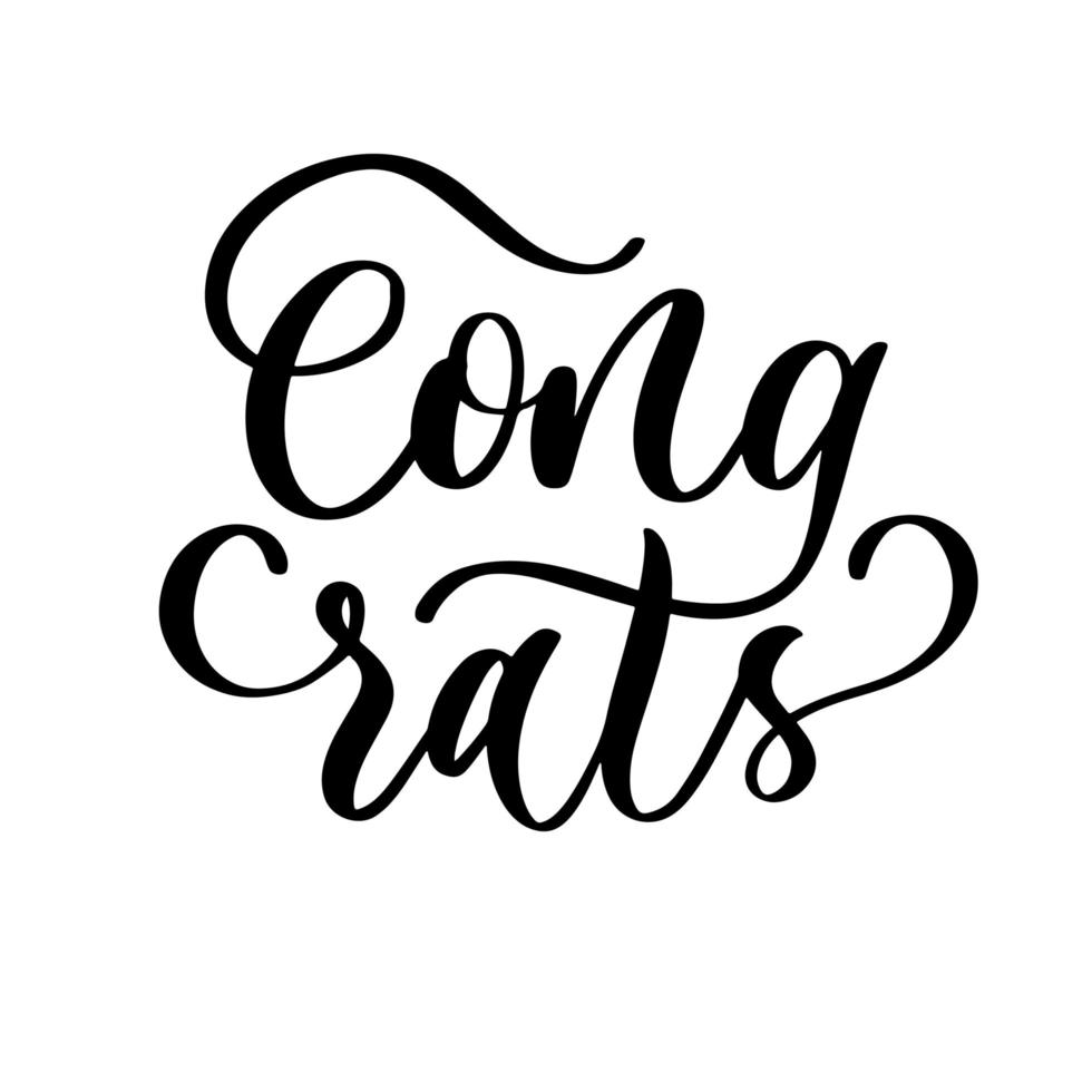 Congrats lettering sign inscription. Calligraphy design for postcard, poster graphic, party decor cake. vector