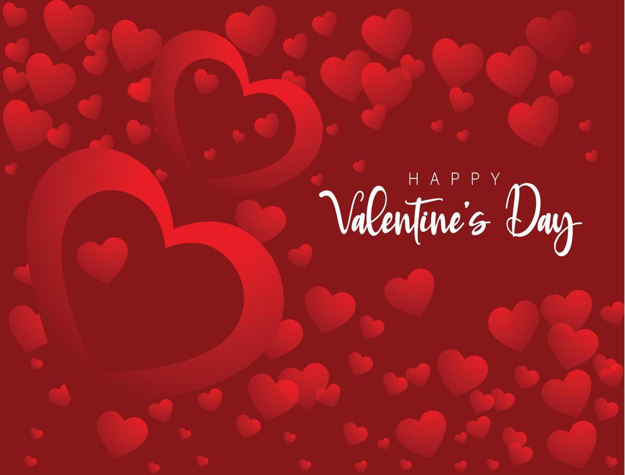 Happy Valentine's day Greeting Card With Red Hearts On Red Background Free Vecto vector