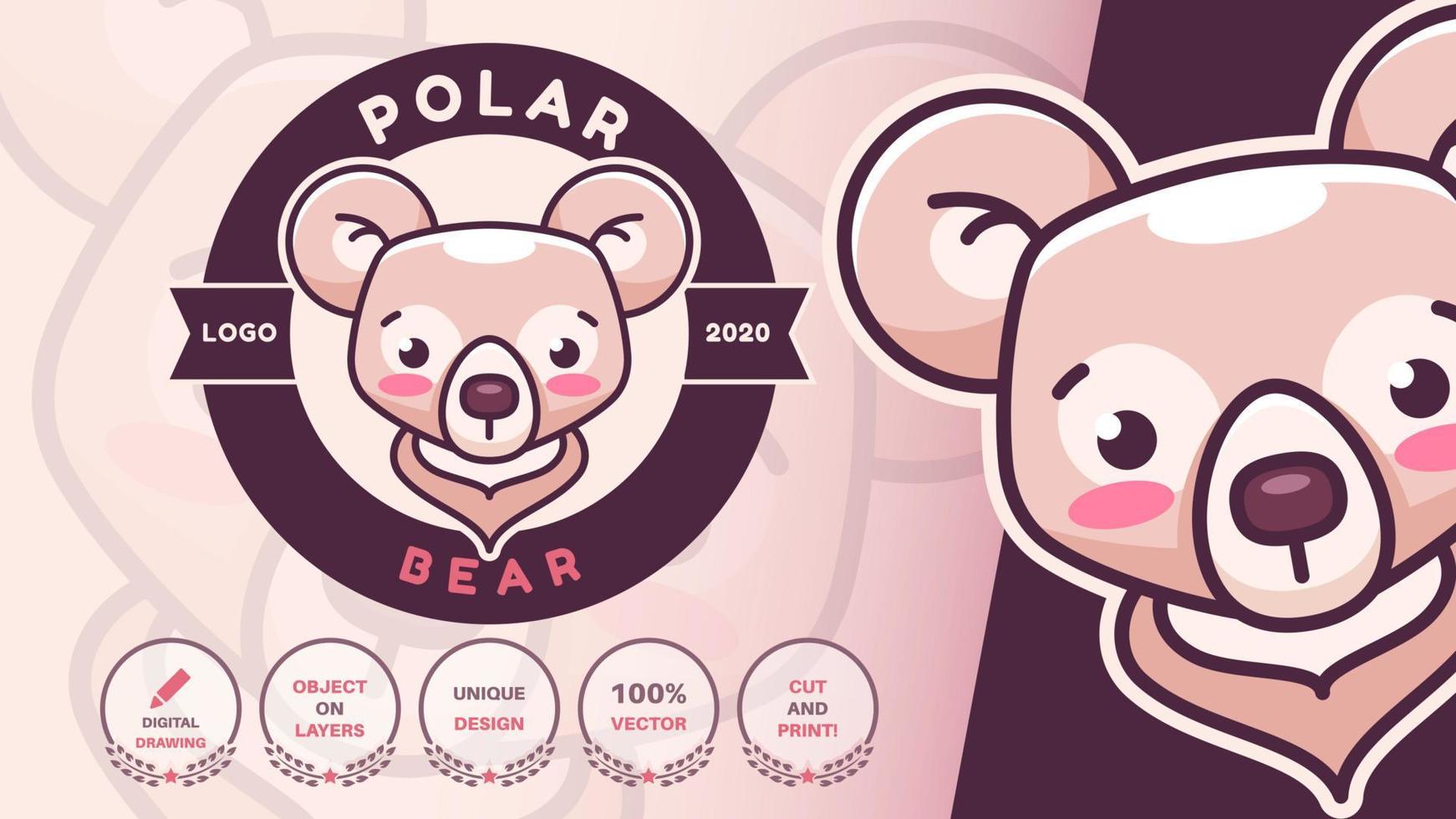 personaje de dibujos animados animal oso polar logo vector